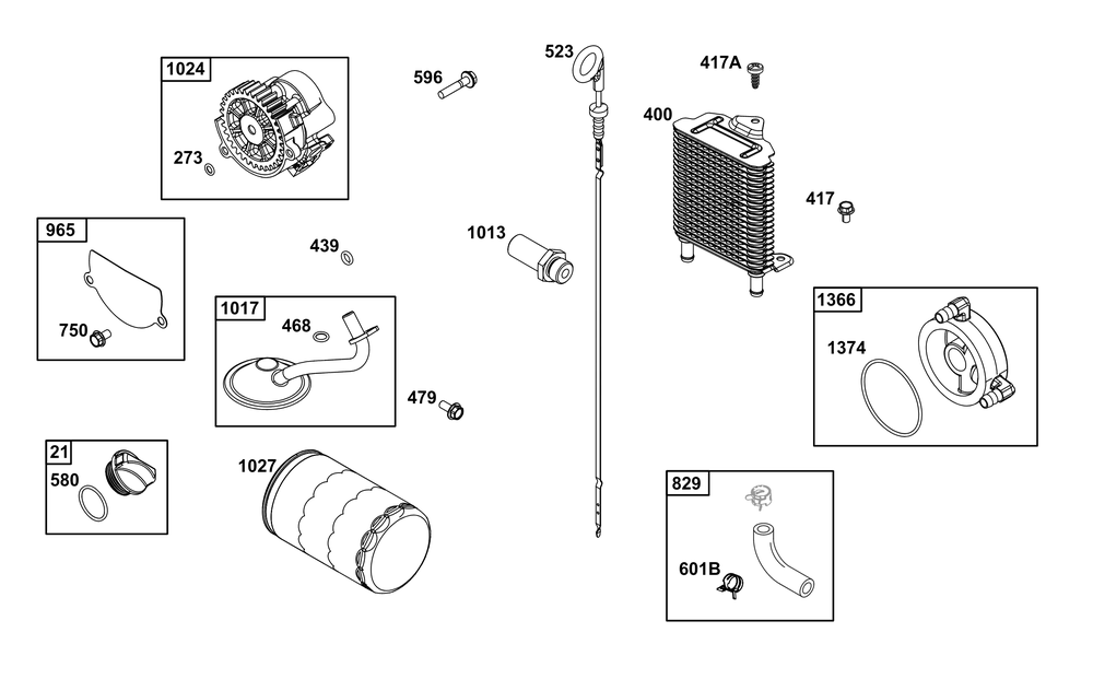 Lubrication Group Diagram and Parts List for 543477-3213-J1 400000 - 699999 Briggs and Stratton Engine